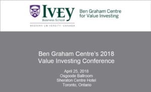 Ben Graham Centre's 2018 Value Investing Conference F