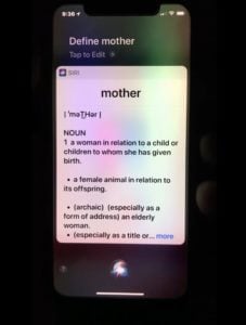 Siri Define The Word Mother