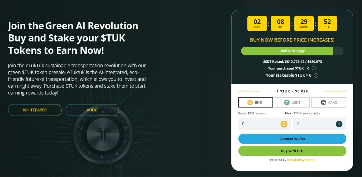 A screenshot from the eTukTuk homepage