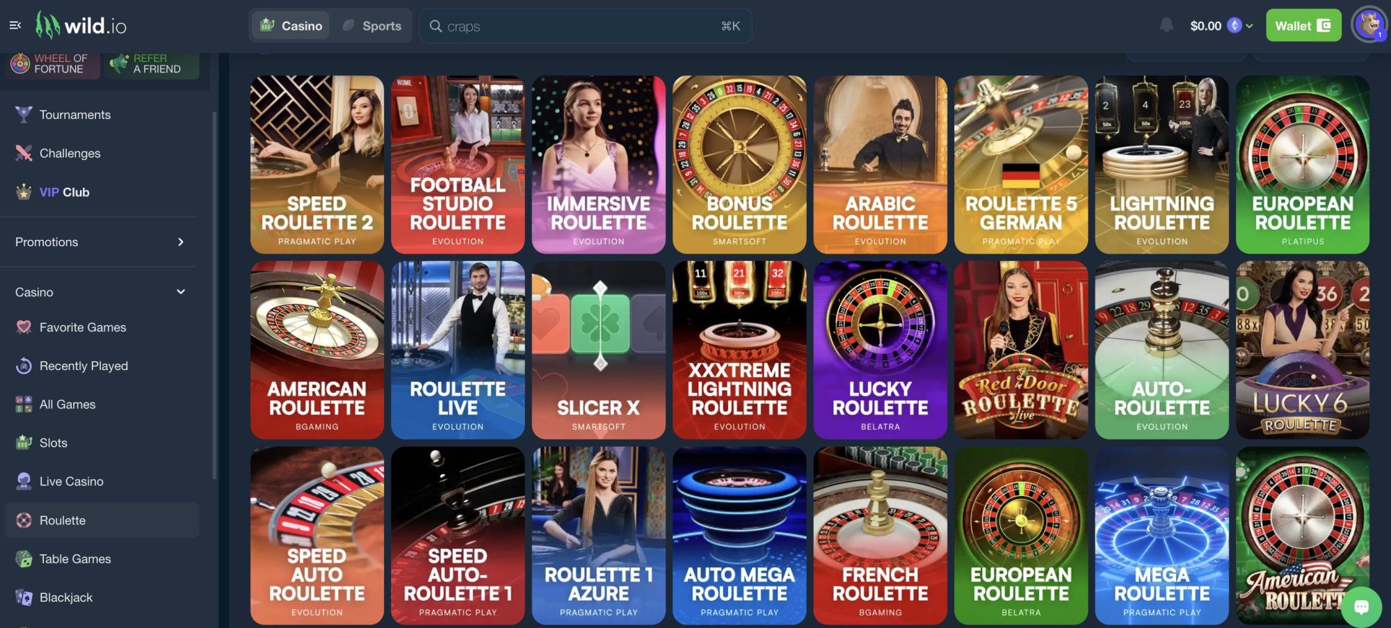 Live roulette games Wild.io