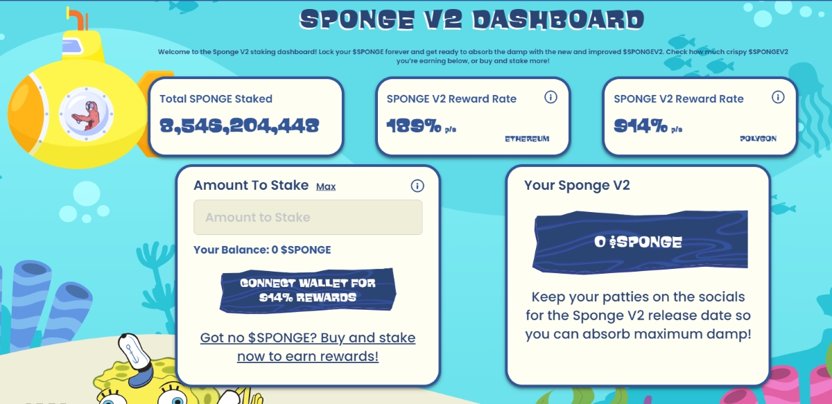 An image displaying staking information, taken from the official Sponge website