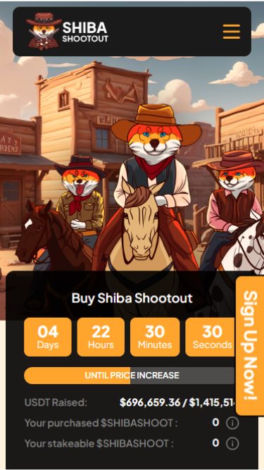 Shiba shootout presale dashboard