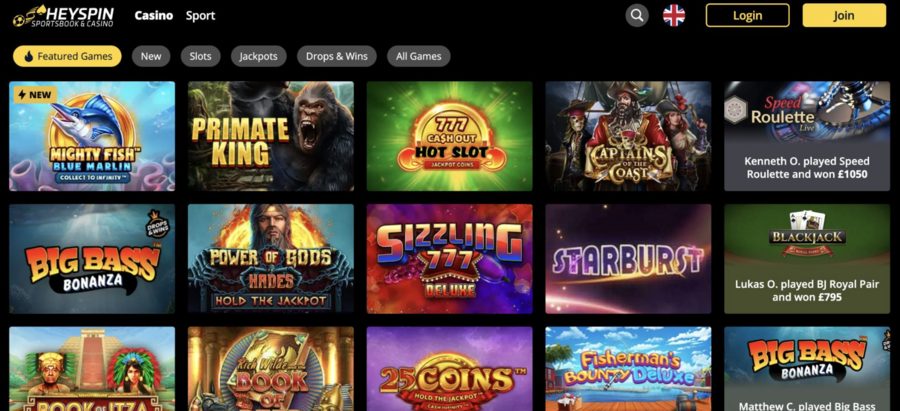 Heyspin New UK Casino Site