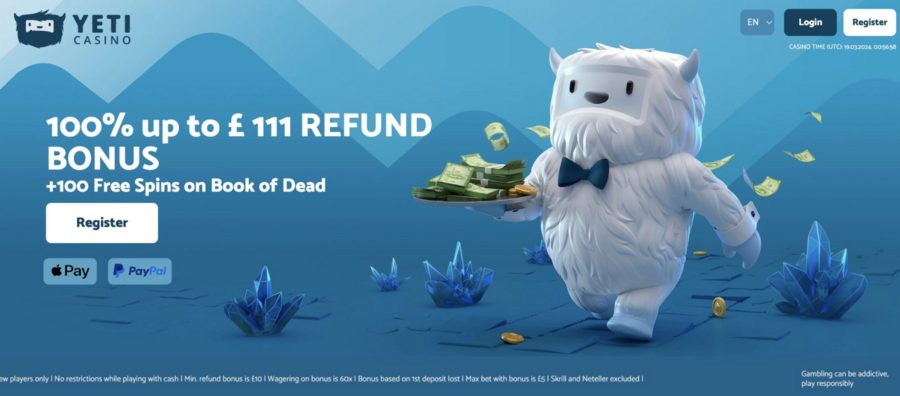 Yeti Casino UK Welcome Bonus