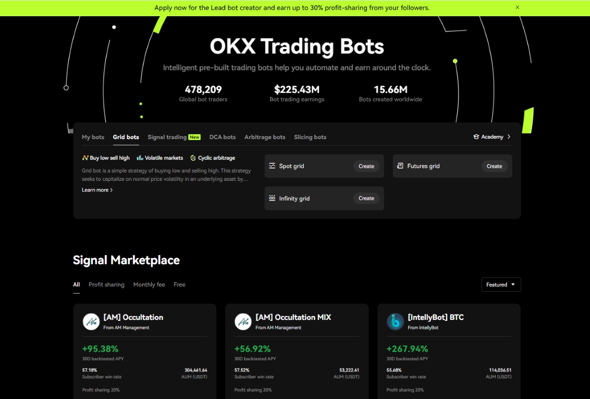 OKX crypto trading bot marketplace