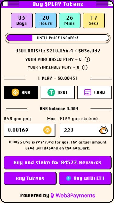 How to buy PlayDoge via presale widget on website