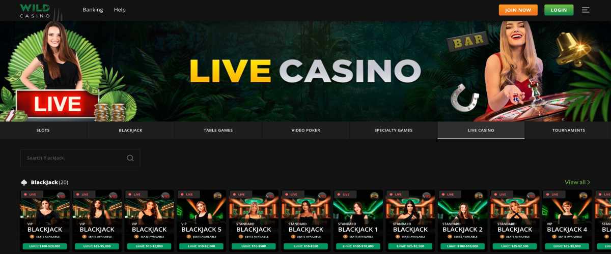 Wild Casino live blackjack tables