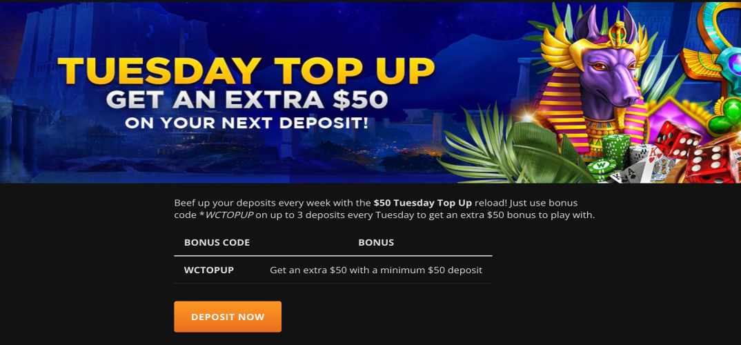 Tuesday Top Up promotion at Wild Casino