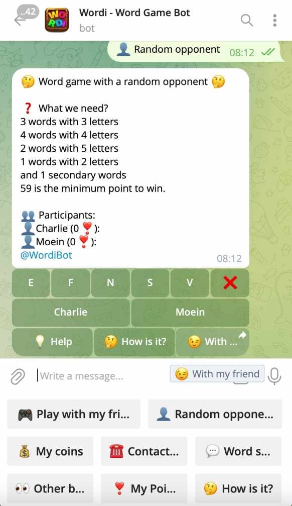 Wordi Telegram game