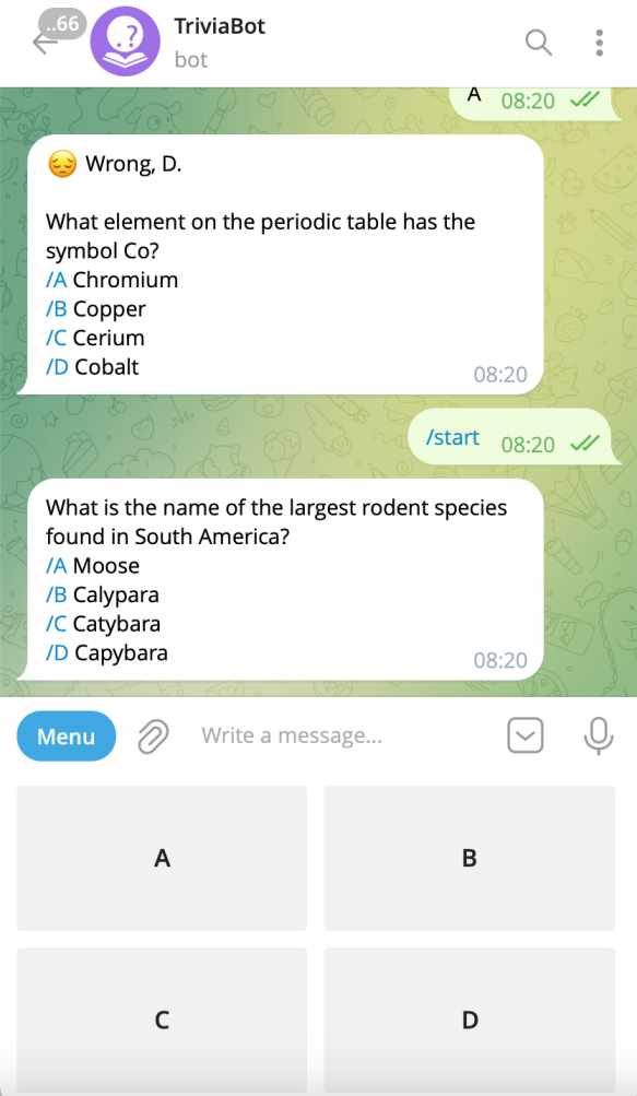 TriviaBot Telegram bot