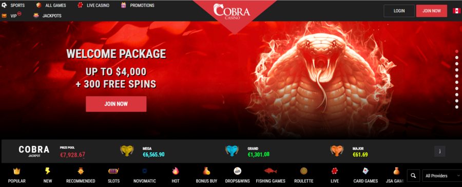 Cobra Casino features regular treasure hunts and leaderboard promotions to keep players busy