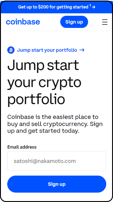 Sign up on Coinbase