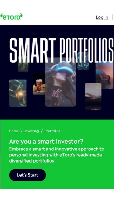 eToro investment app mobile screen
