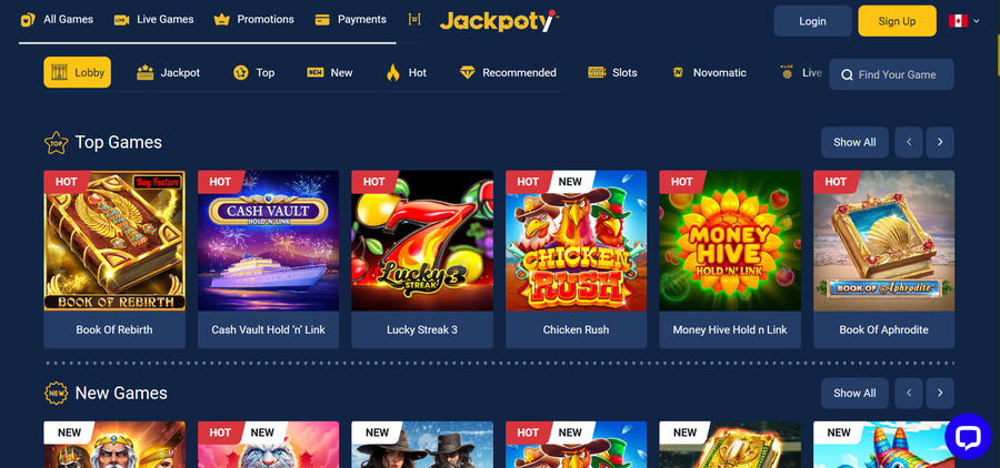 Jackpoty is the best online casino in Canada to enjoy 5,000+ games and welcome rewards.