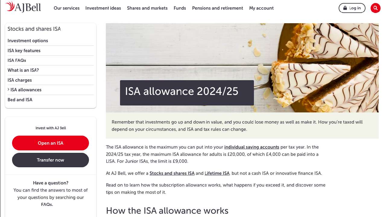 stocks and shares ISA UK AJ Bell offer