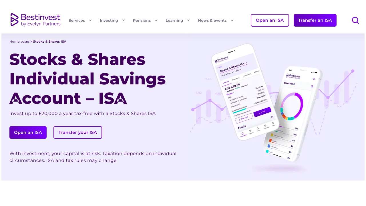 Stocks and shares ISA Bestinvest Offer screenshot