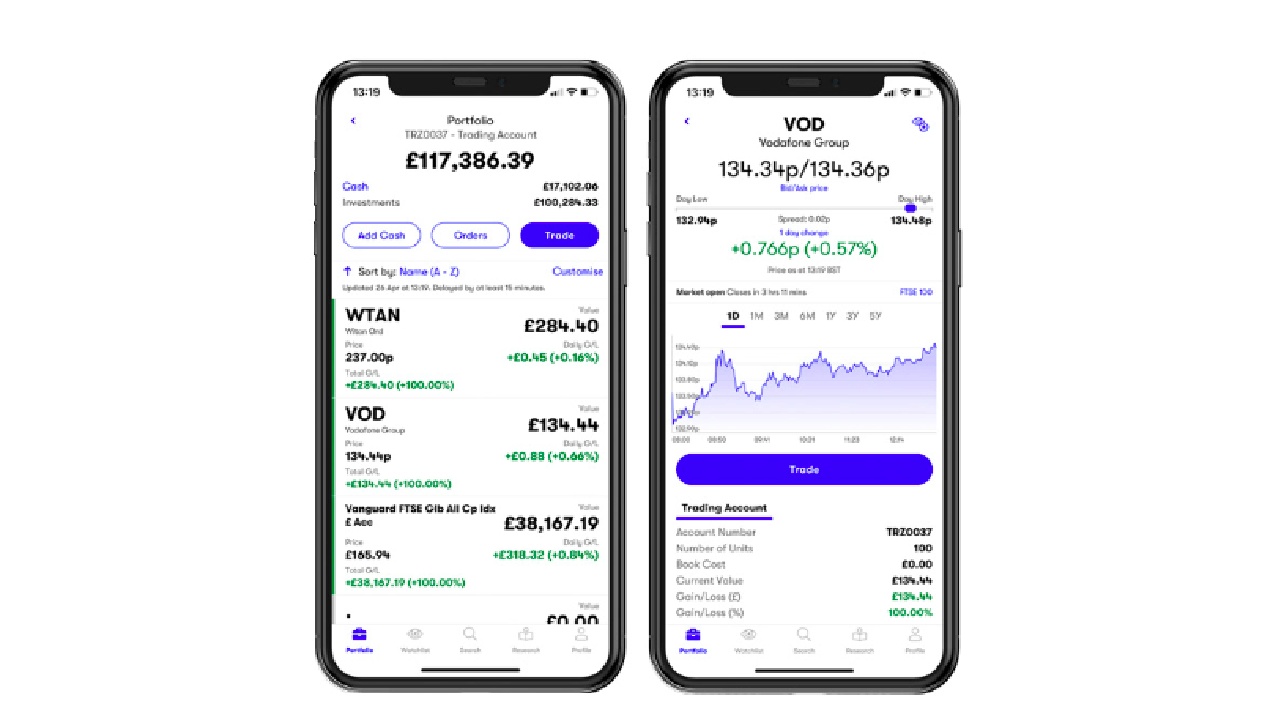 Interactive Investors mobile screens screenshot