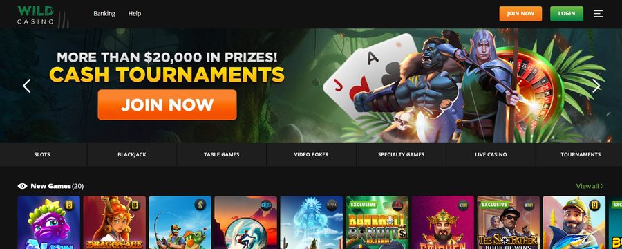Wild Casino runs regular slot and table game tournaments to cater to its most competitive players