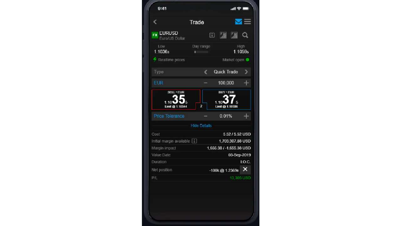 screenshot of Saxo UK trading app on mobile