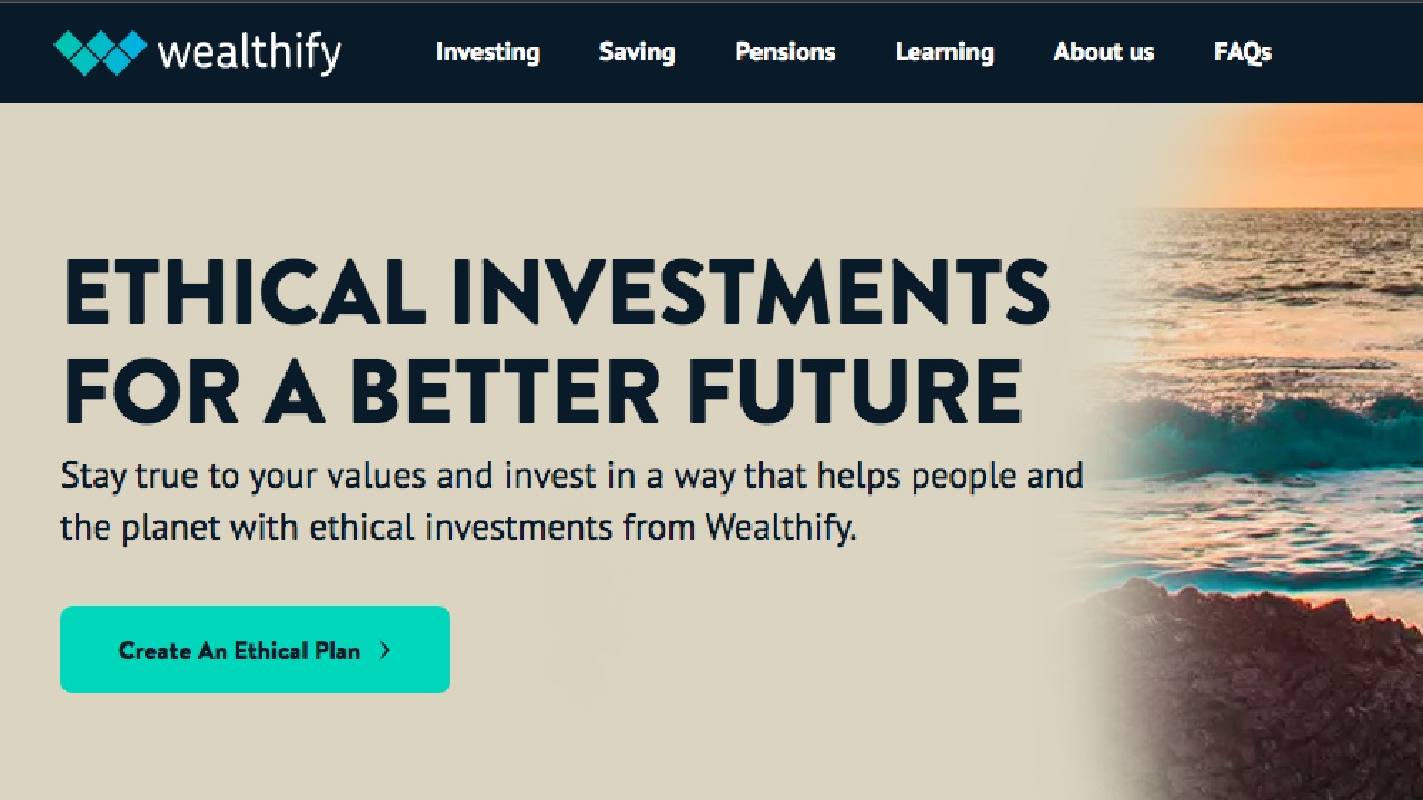 screenshot of Wealthify App Ethical Investment Screen